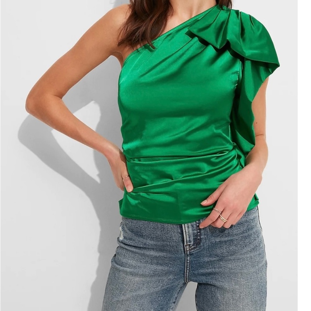 Express Green one Shoulder Top
